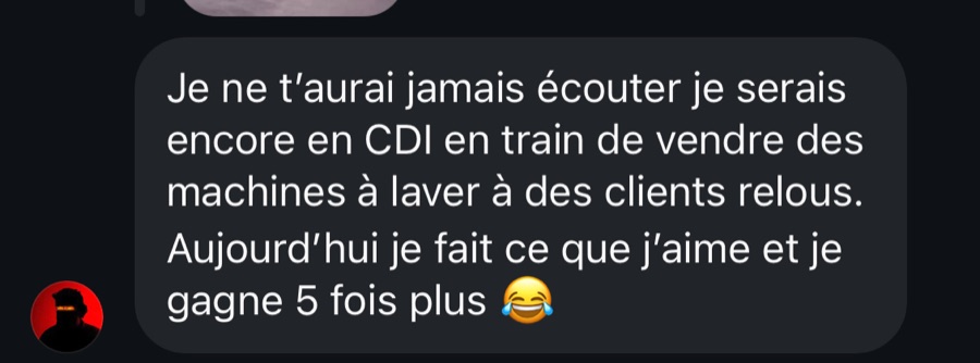 Message d'Alexis : je gagne 5 fois plus