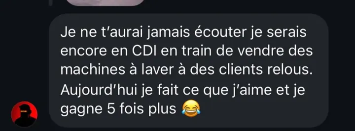 Message d'Alexis : je gagne 5 fois plus